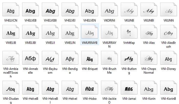 Bộ Font full Tiếng Việt 2