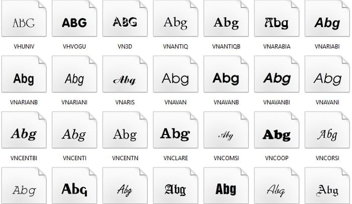 Bộ Font full Tiếng Việt 1