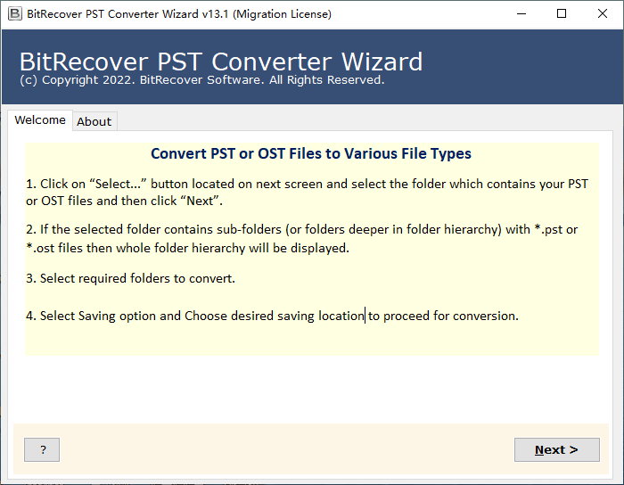 Hướng dẫn tải BitRecover PST Converter Wizard 14 – Chuyển đổi tập tin Outlook PST